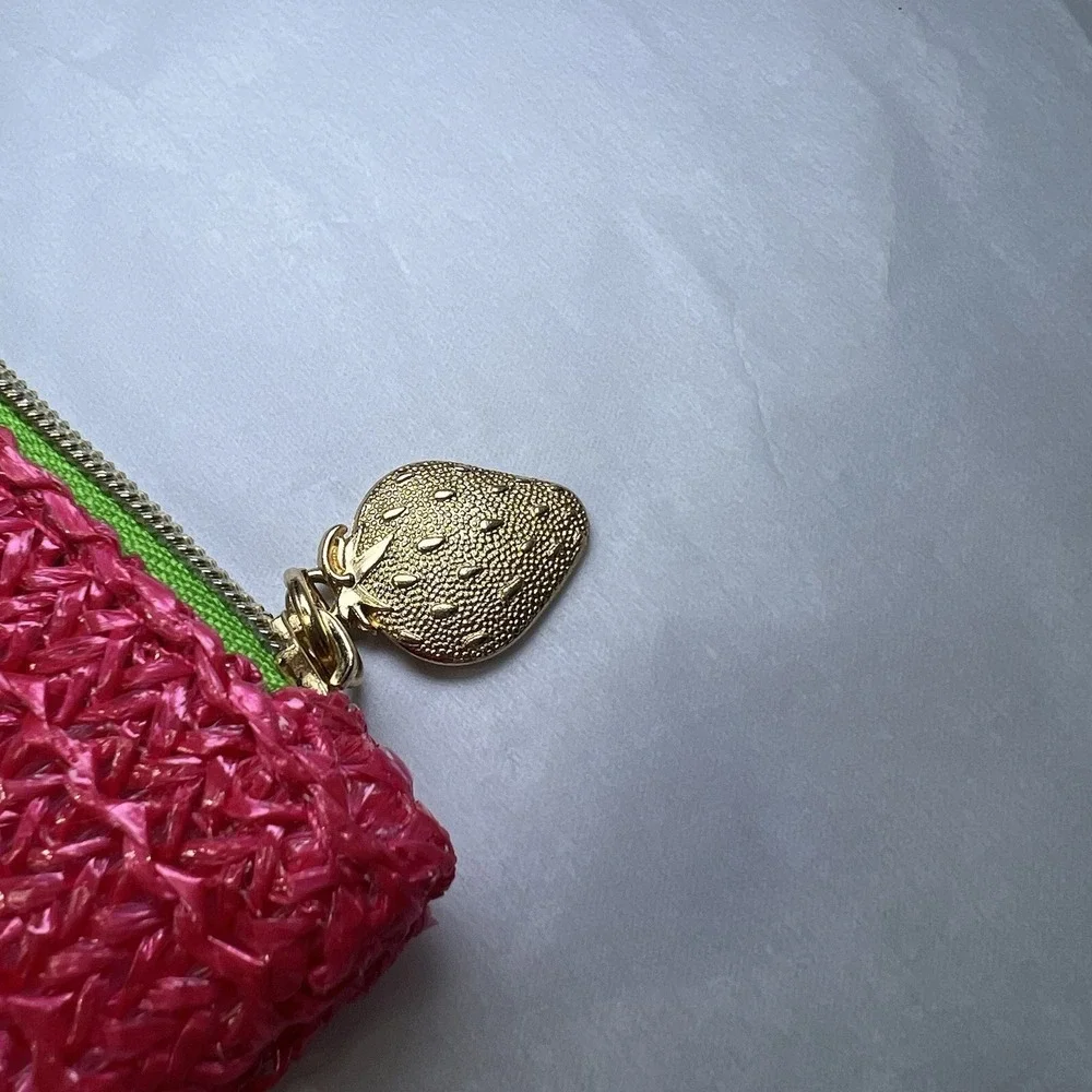 IPSY March 2025 Glam Makeup Bag Only, Hot Pink With Gold Strawberry Zipper‎